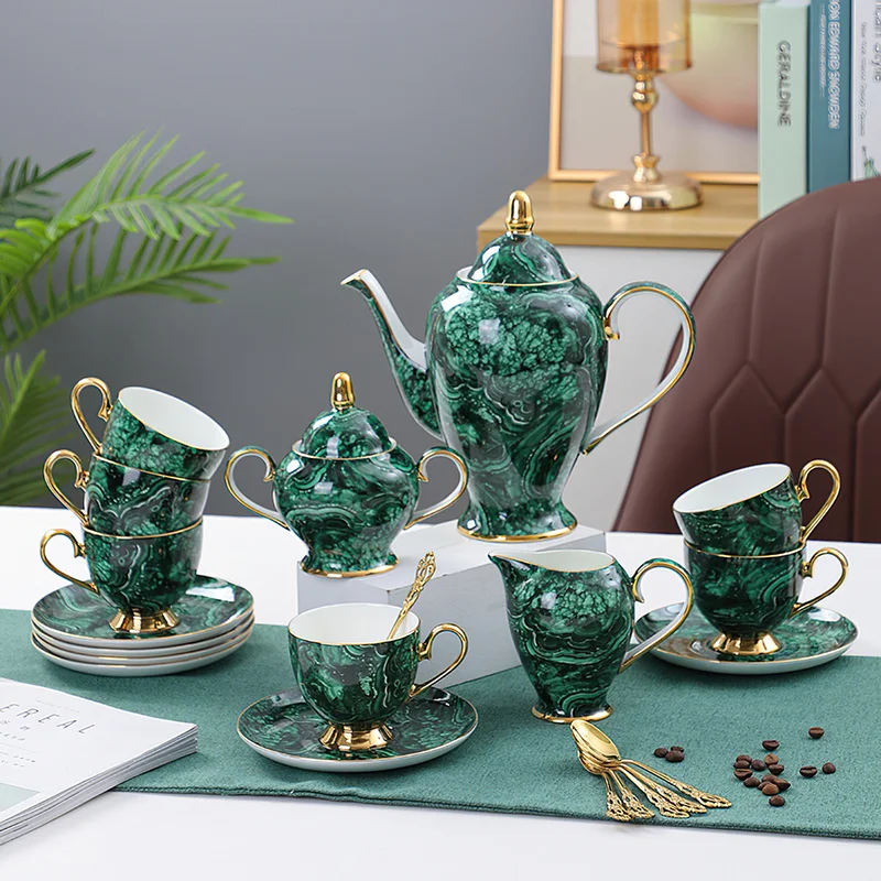 Coffee Tea Green - Sophia China-Théière en céramique verte incrustée