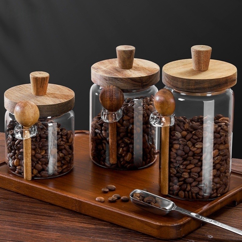 Coffee Tea Jar Set - Ensemble de 3 pots en verre