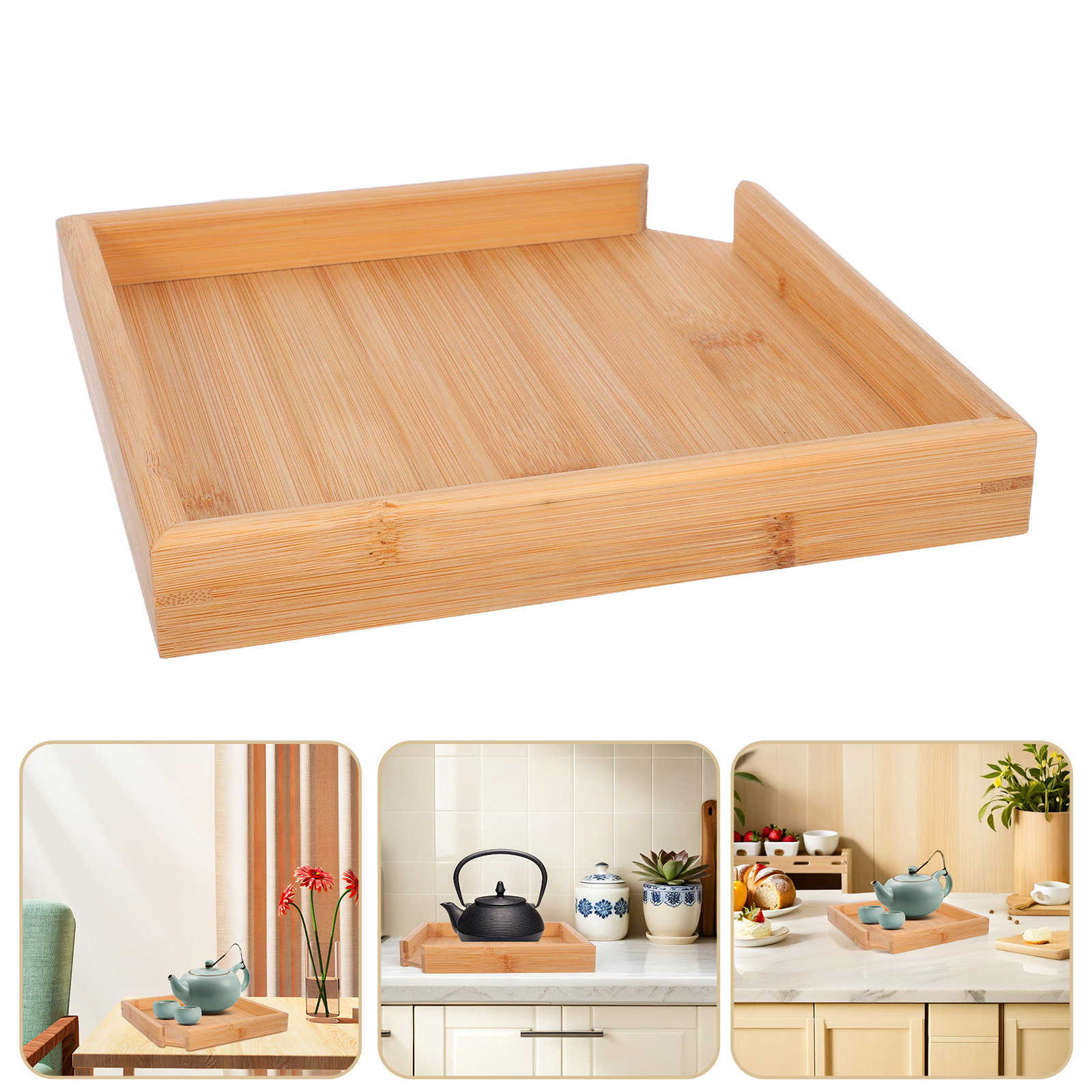 Plateau à thé carré en bambou  - Bamboo Tea Tray avis et prix