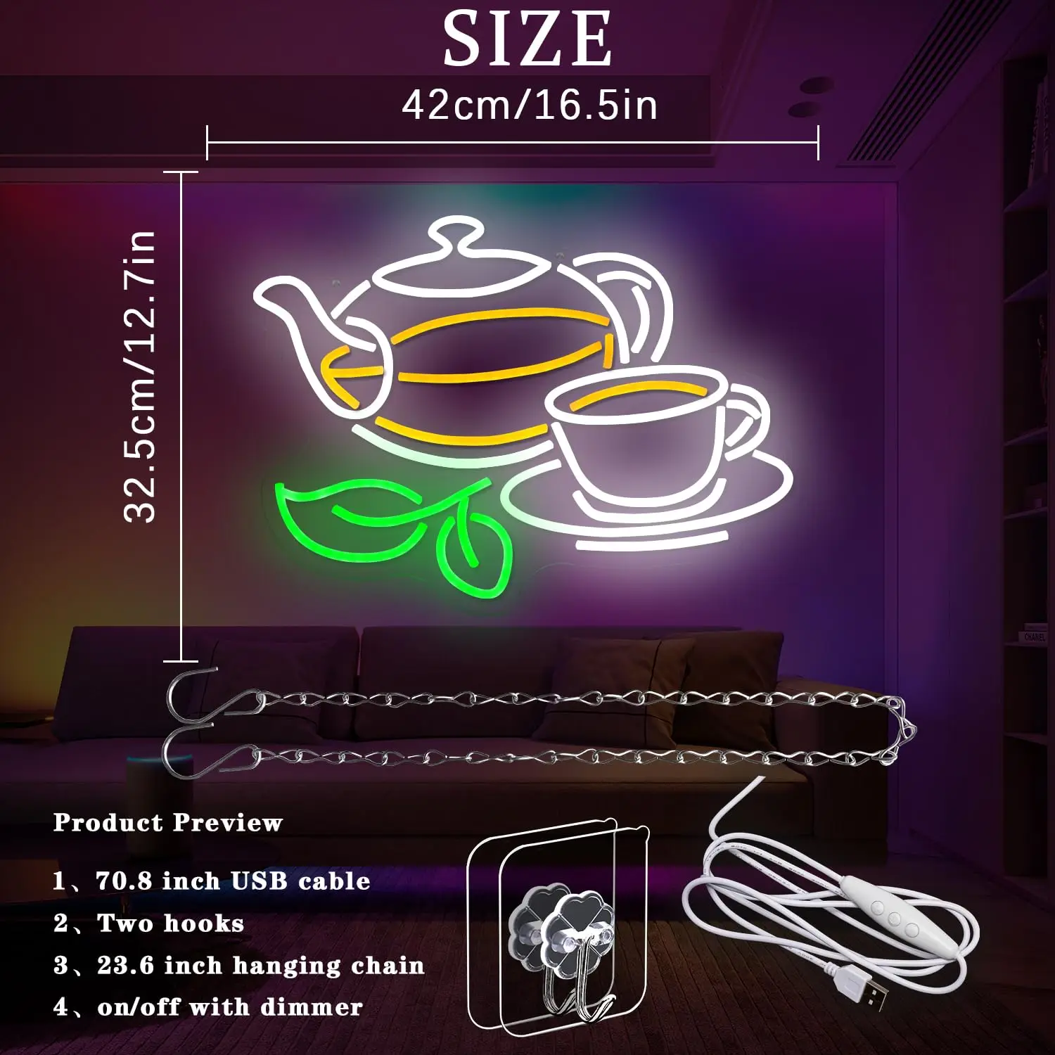 Enseigne au néon pour thé, thé - Coffee Tea Plantation avis et prix